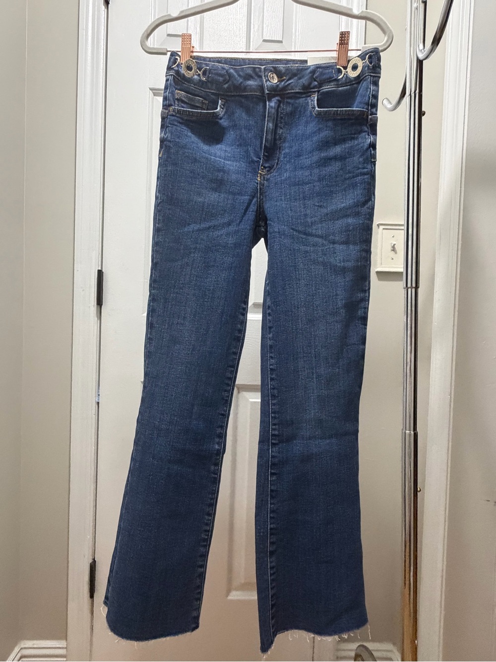 Liu Jo Dark Blue Flared Jeans with raw hem